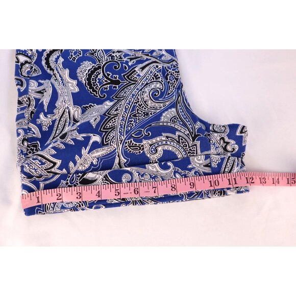 New York & Company Women's Paisley Stretch‎ Pencil Short Blue & White Size 6 - Picture 10 of 10